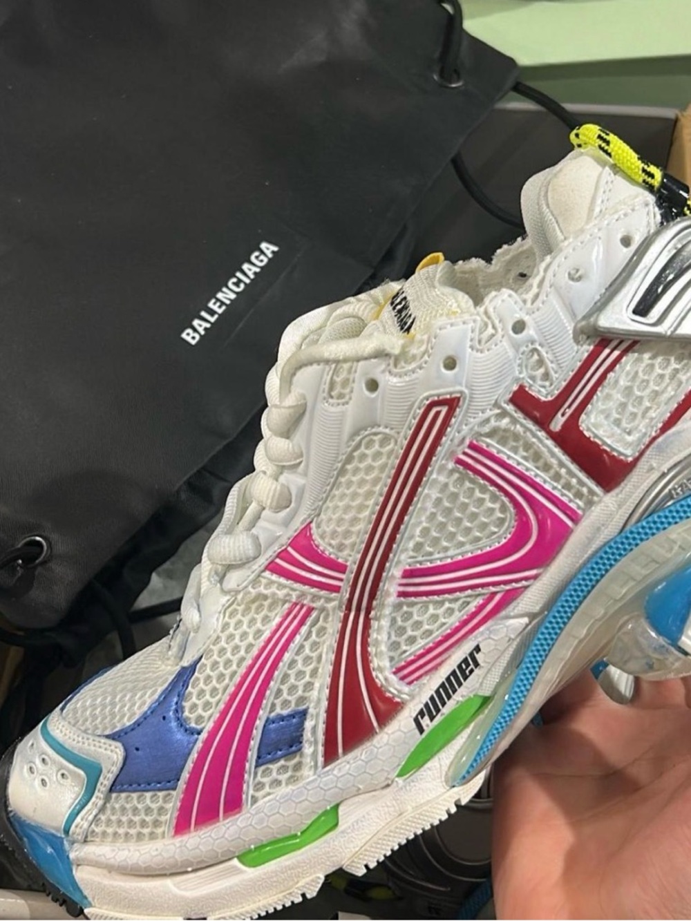 Balenciaga Runner Sneaker Multi-Color White Pink Blue - Men’s Size 8.5